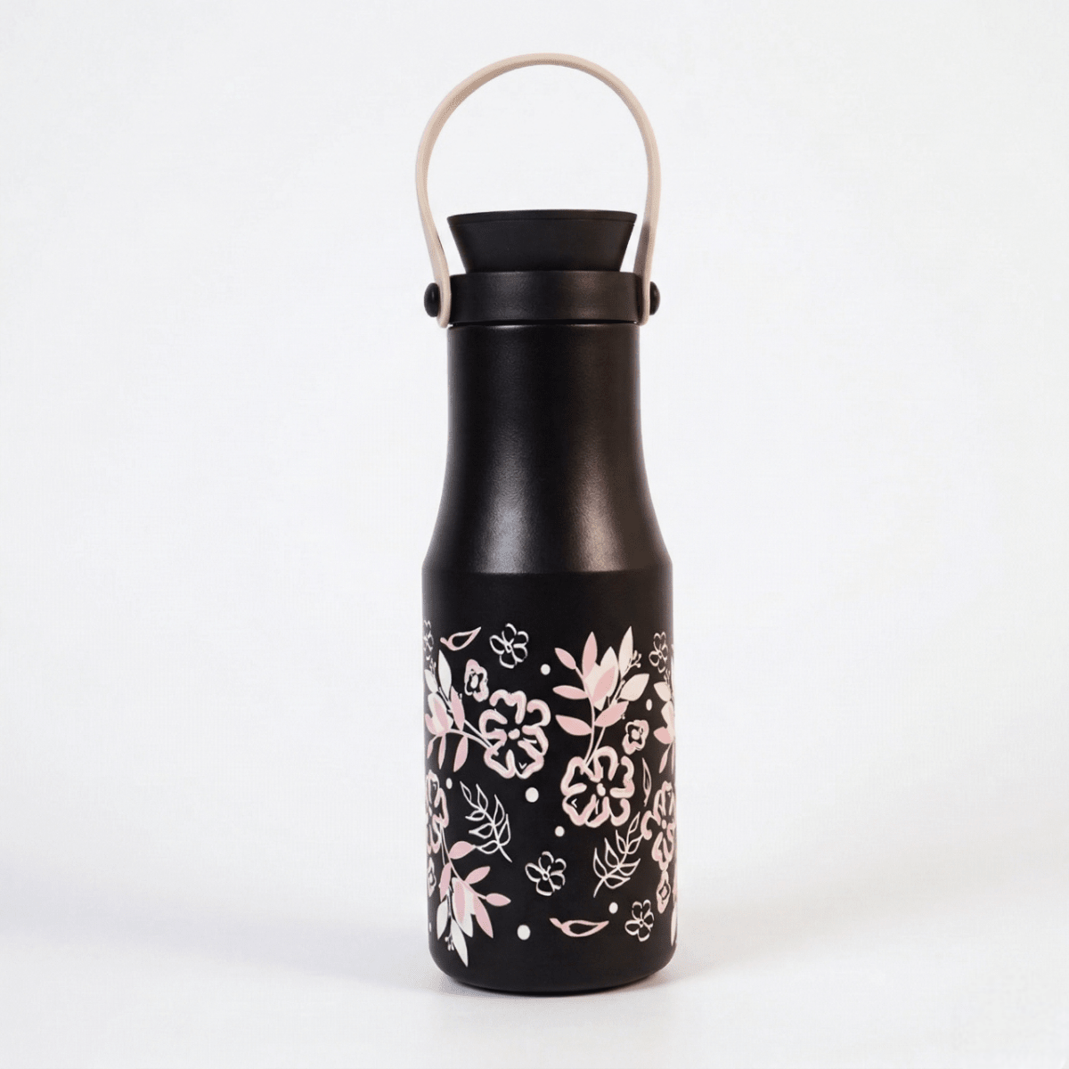 Floral Printed Stainless Steel Water Bottle- 500 ML - Memories Insite500ML FLORAL PRINTED STAINLESS black milk BOTTLE